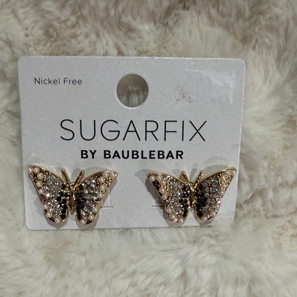 BaubleBar Gold and Silver Butterfly Earrings
